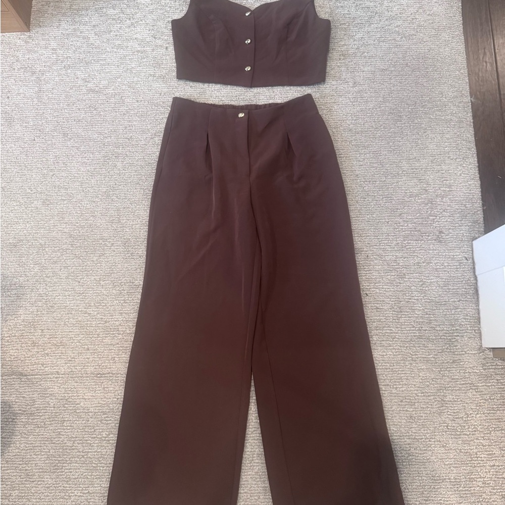 Sincerely Jules Wide Leg High-Waist Pants in Dark Brown